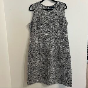 Lands' End Women’s Sheath Dress Sz 16 Black Abstract Herringbone Sleeveless